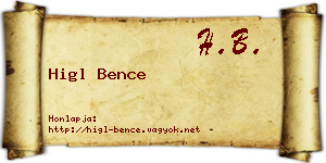 Higl Bence névjegykártya